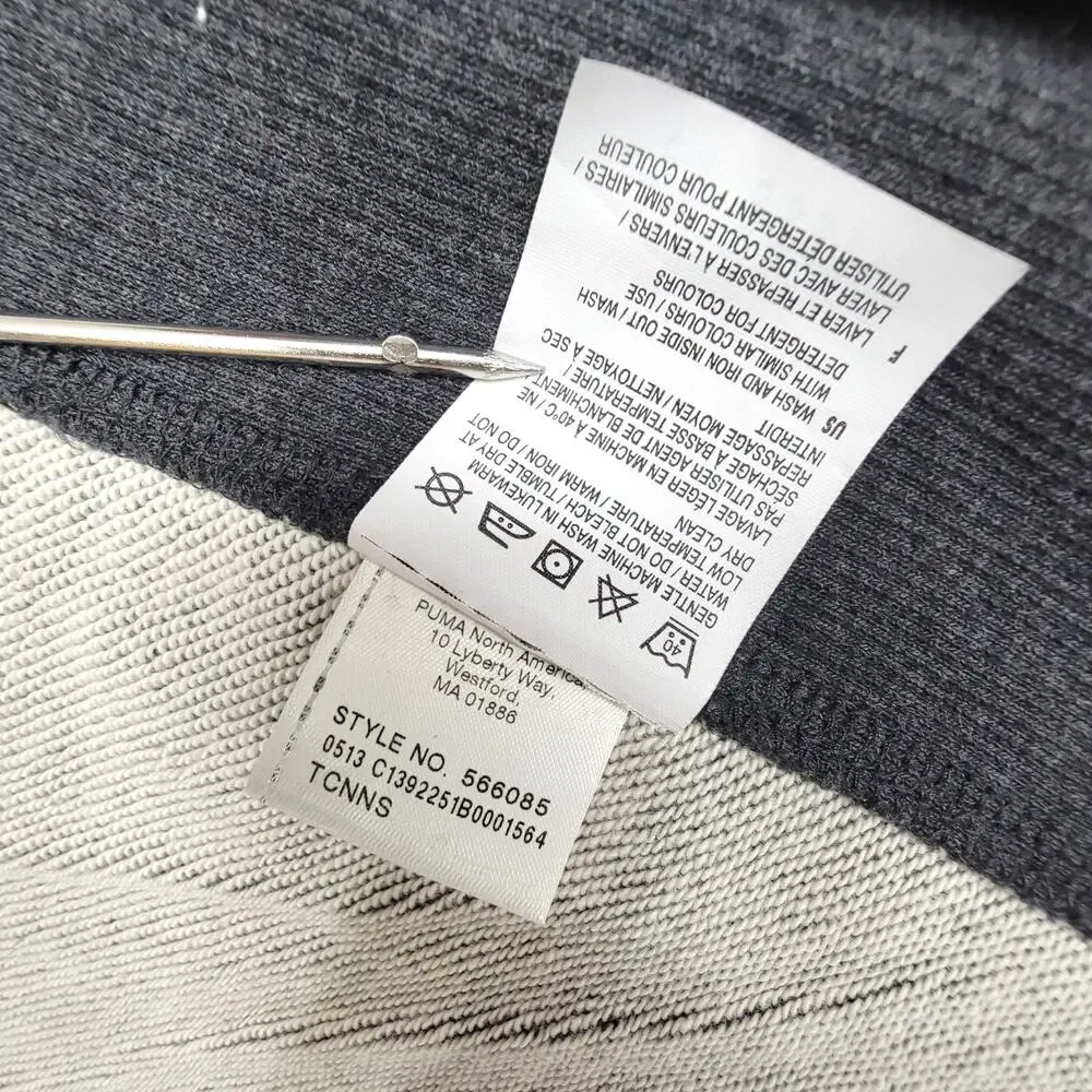 Puma Mens Full Zip Jacket Sweatshirt Charcoal Gray Track Sweater Fleece XL